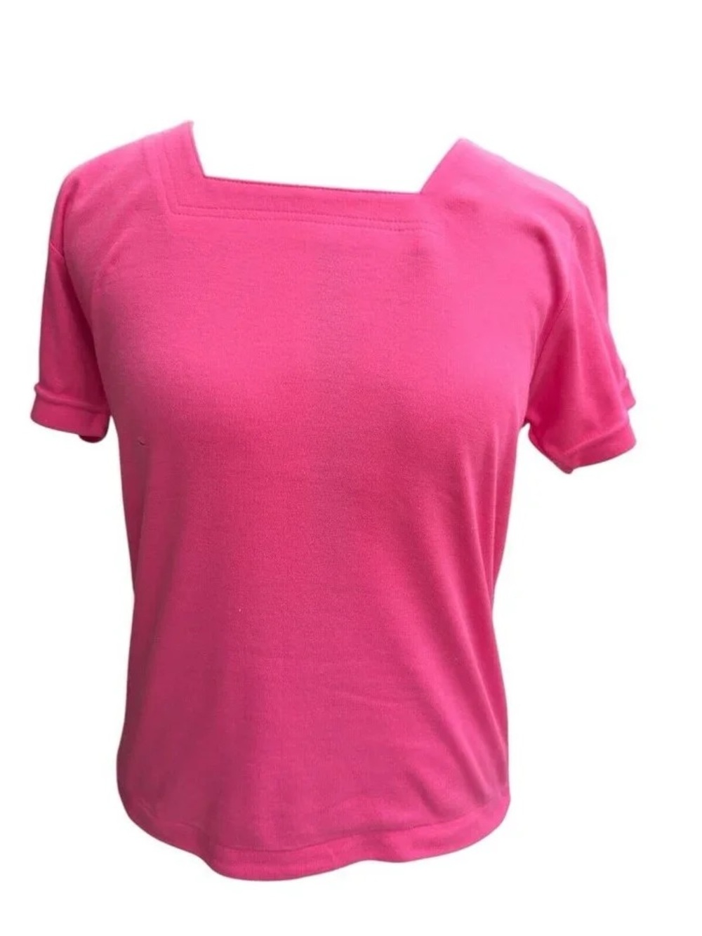 Women's Square Neck Short Sleeve Top - Hot Pink